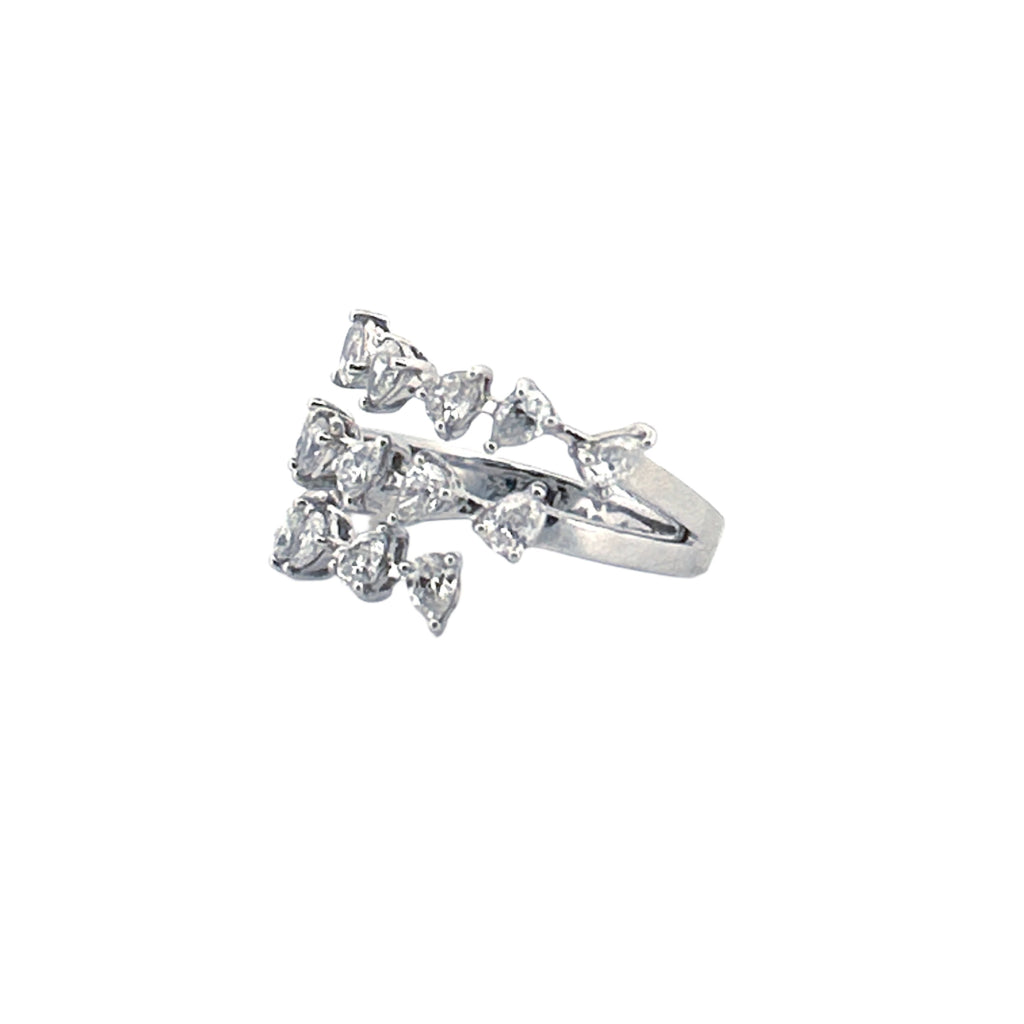 14K Gold Three Row Pear Cluster Diamond Band