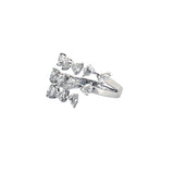 14K Gold Three Row Pear Cluster Diamond Band