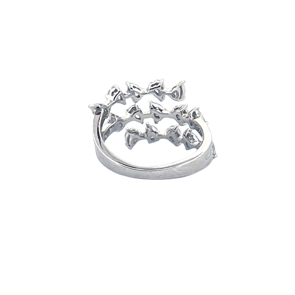 14K Gold Three Row Pear Cluster Diamond Band