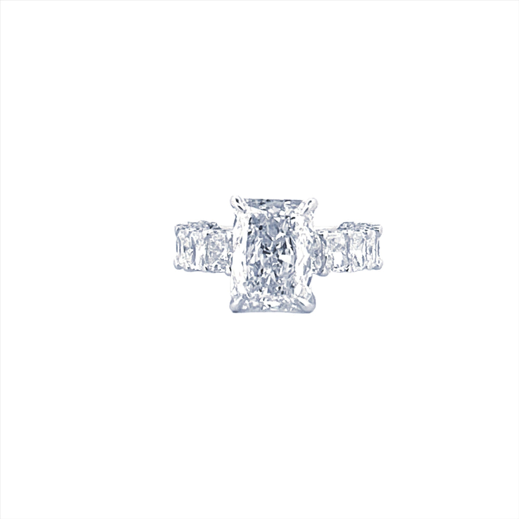 14K Gold 4.00 Carat Radiant Cut Lab Grown Diamond with Radiant Cut Setting and Diamond U Prong