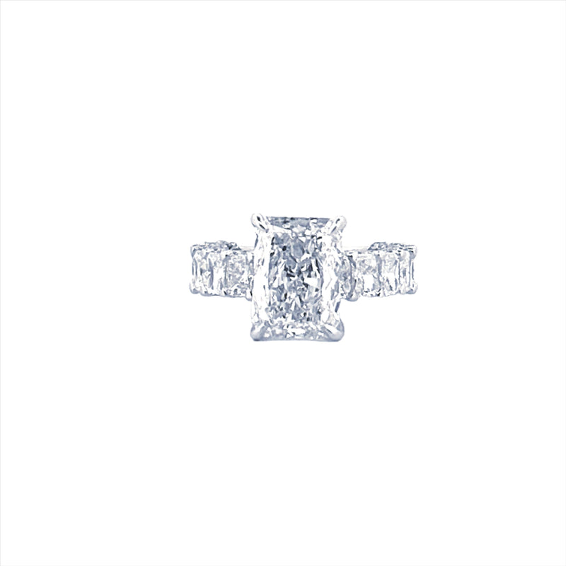 14K Gold 4.00 Carat Radiant Cut Lab Grown Diamond with Radiant Cut Setting and Diamond U Prong