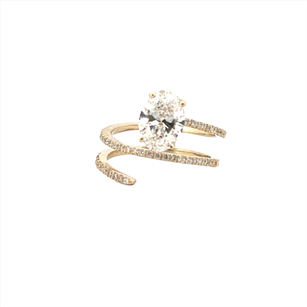 14K Gold Wrapped 2.00 Carat Oval Cut Lab Grown Diamond Ring