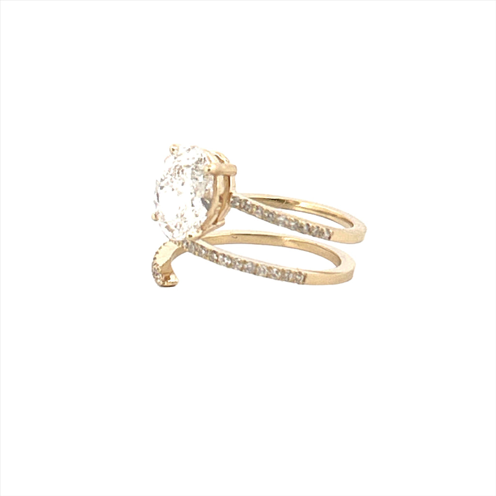 14K Gold Wrapped 2.00 Carat Oval Cut Lab Grown Diamond Ring