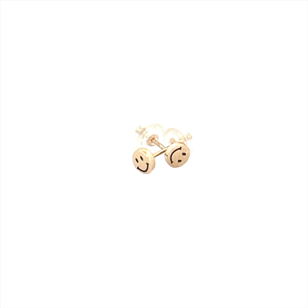 14K Gold Smiley Earrings