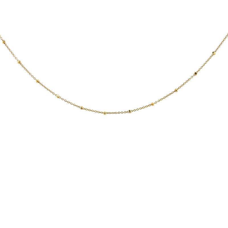 14K Gold Small Diamond Cut Ball Station Necklace