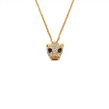 14K Gold Ruby Eye Diamond Panther Necklace