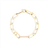 14K Gold Single Diamond Link Paper Clip Bracelet