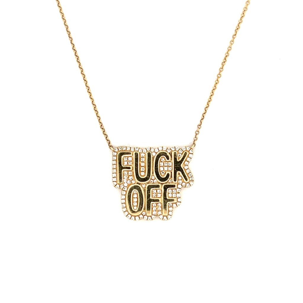 14K Gold 'F Off' Diamond Pendant