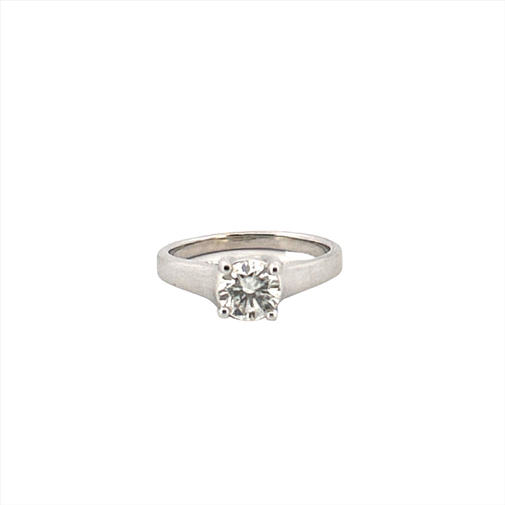 14K Gold Twist Prong Cathedral 1.00 Carat Round Natural Diamond Solitaire Engagement Ring