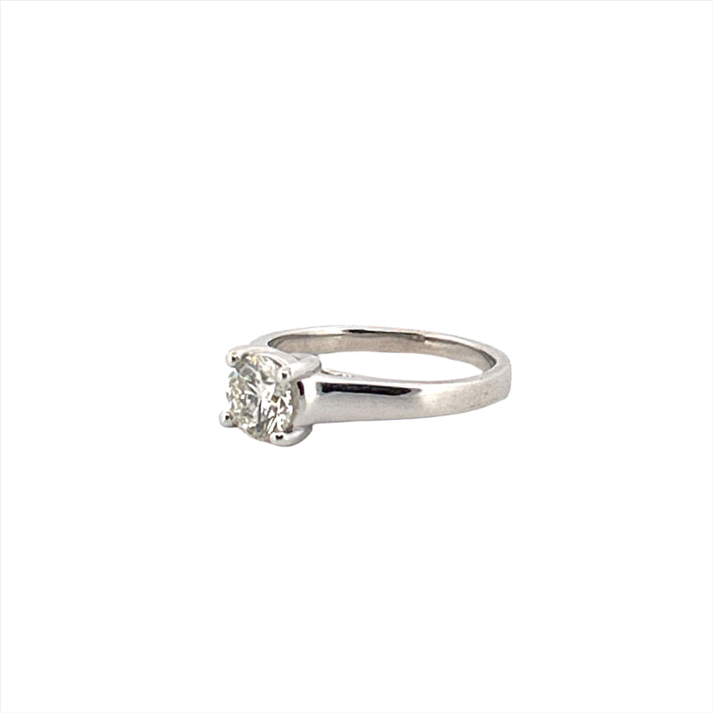 14K Gold Twist Prong Cathedral 1.00 Carat Round Natural Diamond Solitaire Engagement Ring