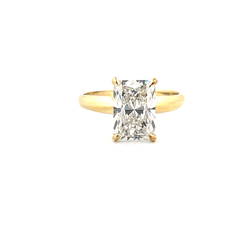 14K Gold 3.00 Carat Radiant Lab Grown Diamond Solitaire Engagement Ring