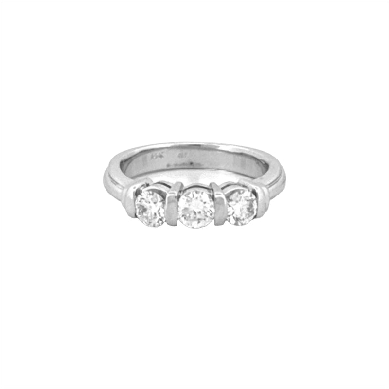14K Gold Thick Prong Three Stone Diamond Ring