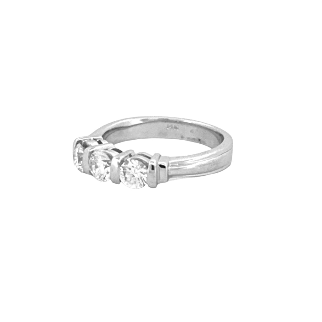 14K Gold Thick Prong Three Stone Diamond Ring