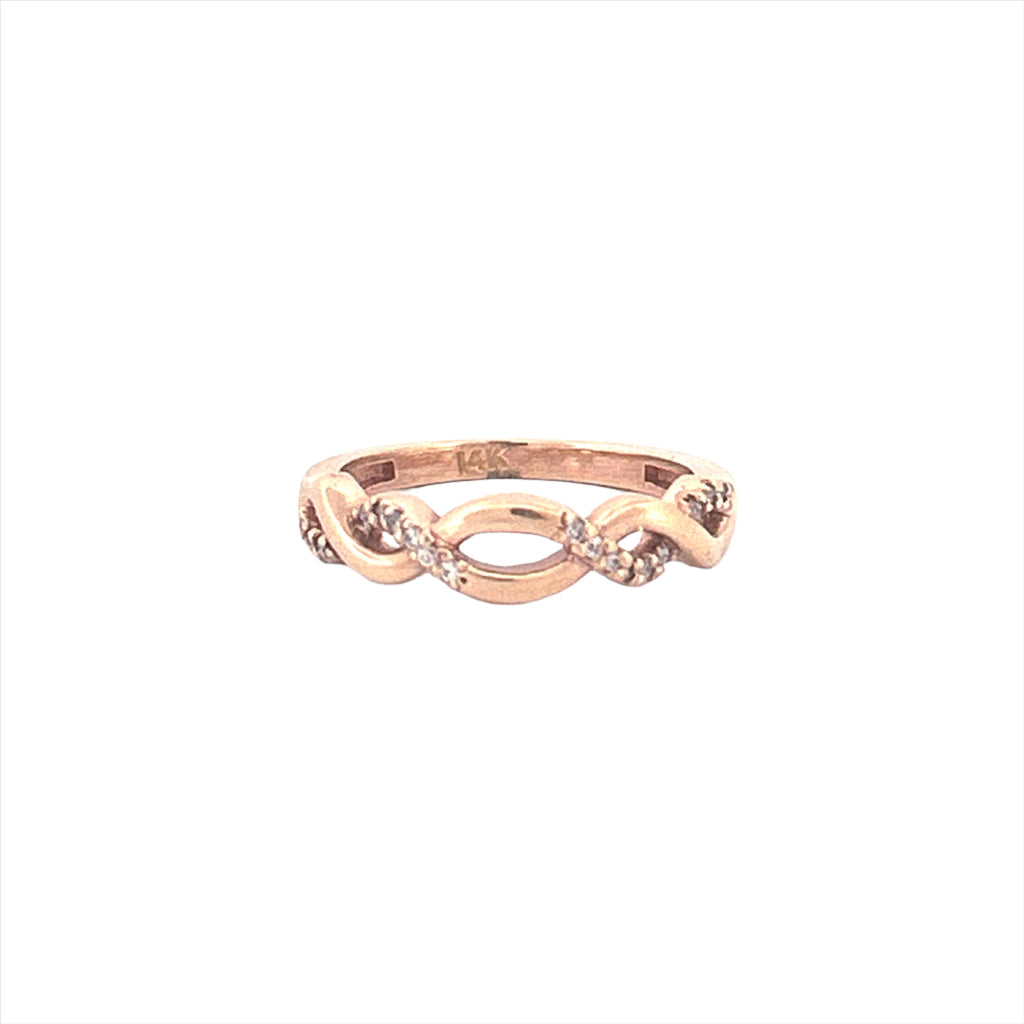 14K Gold Twist Weave Diamond Ring