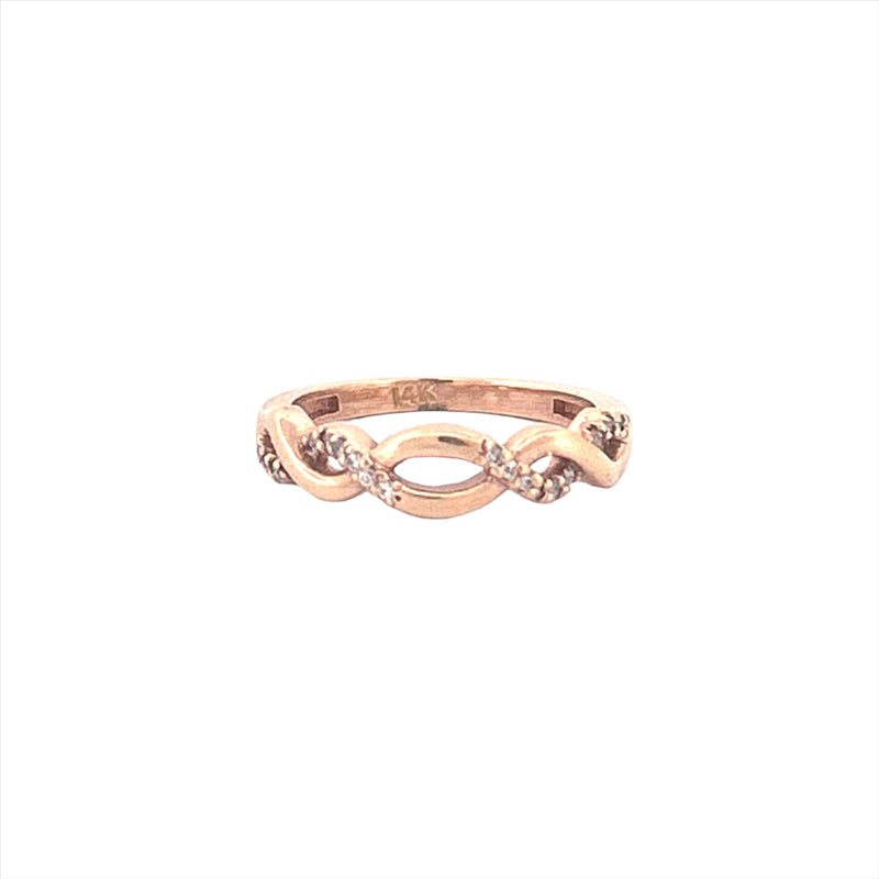 14K Gold Twist Weave Diamond Ring