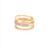 14K Gold Three Row Diamond Pave Band