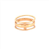 14K Gold Three Row Diamond Pave Band