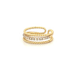 14K Gold Three Row Roped Diamond Band