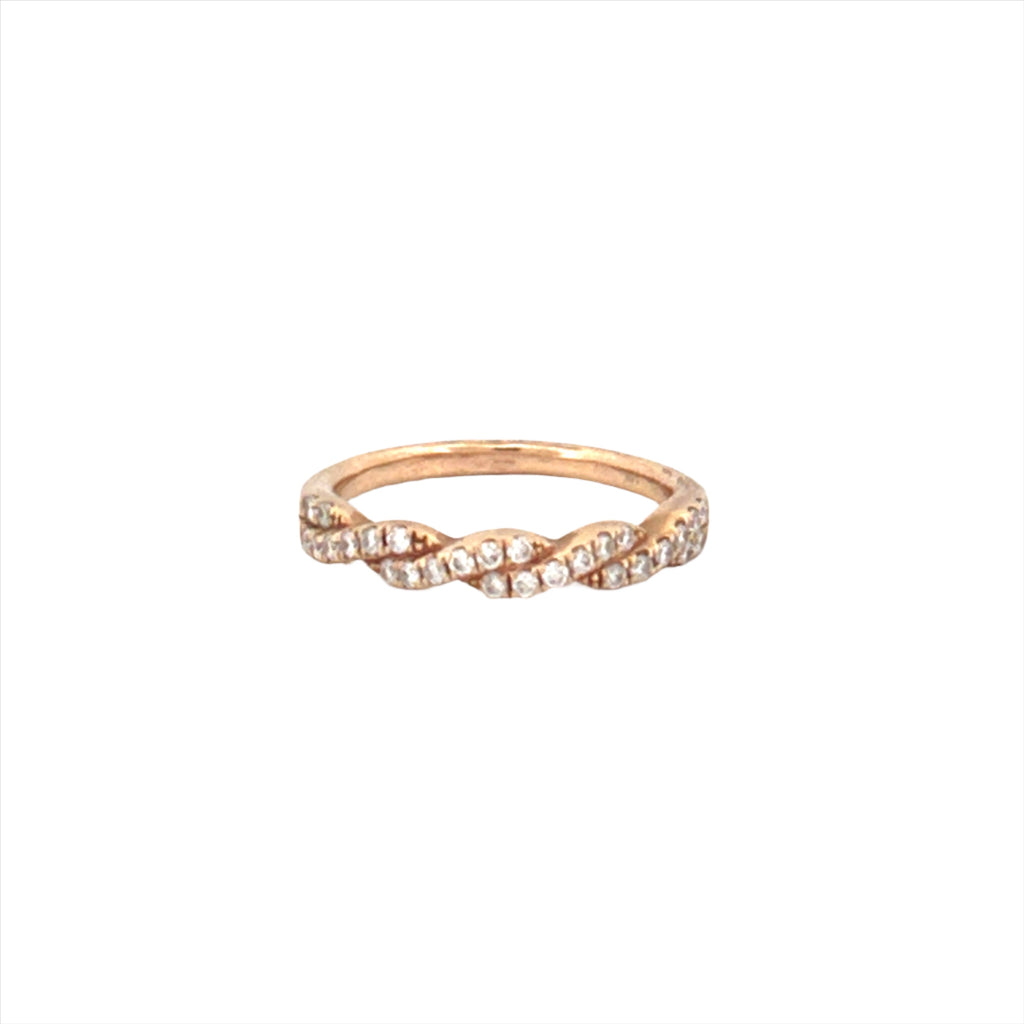 14K Gold Twist Infinity Diamond Ring