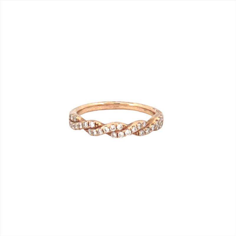 14K Gold Twist Infinity Diamond Ring