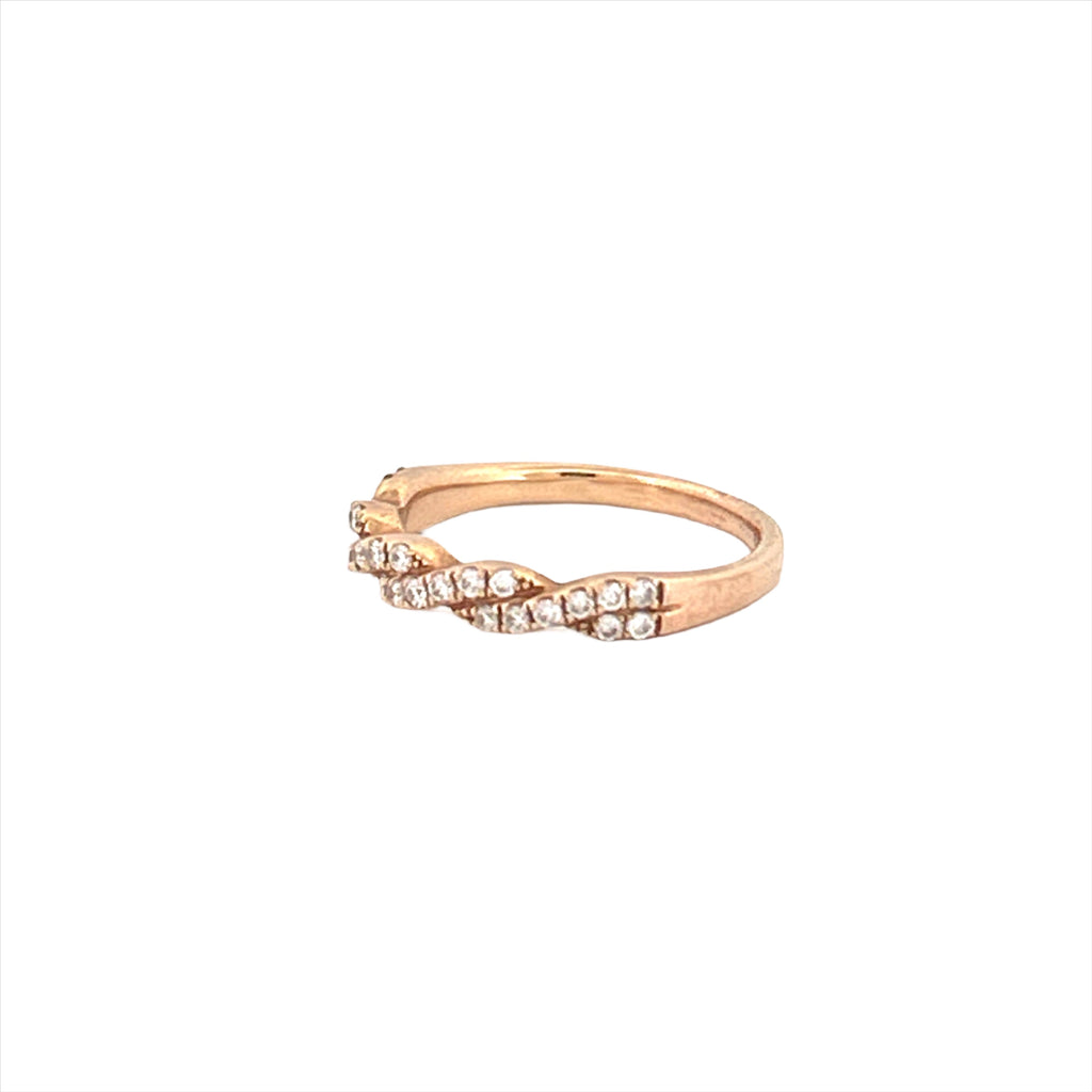 14K Gold Twist Infinity Diamond Ring