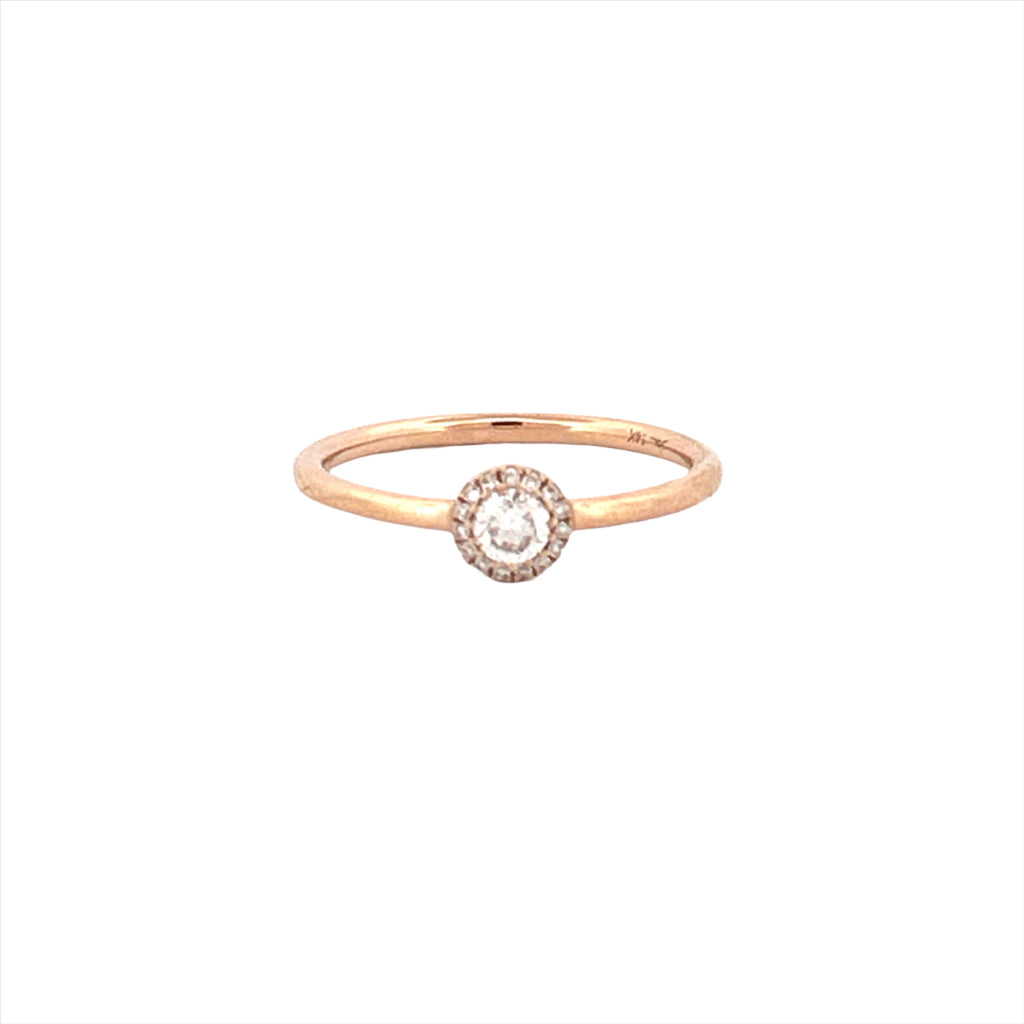 14K Gold Single Round Halo Diamond Band