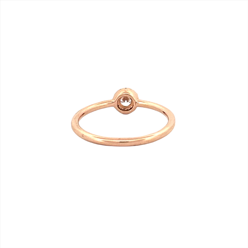 14K Gold Single Round Halo Diamond Band