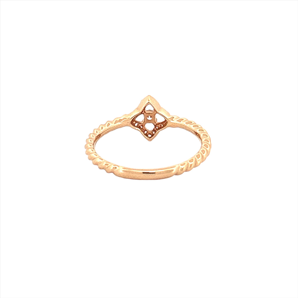 14K Gold Diamond Flower Twisted Band