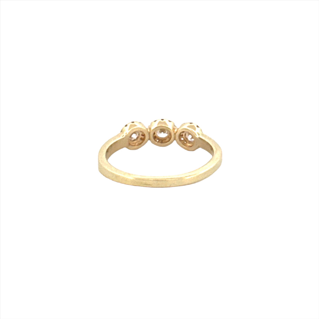 14K Gold Trio Round Halo Diamond Band