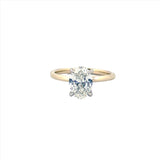14K Two Tone Gold 2.00 Carat Oval Lab Grown Solitaire Engagement Ring