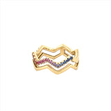 14K Gold Zig Zag Colorful Sapphire Band