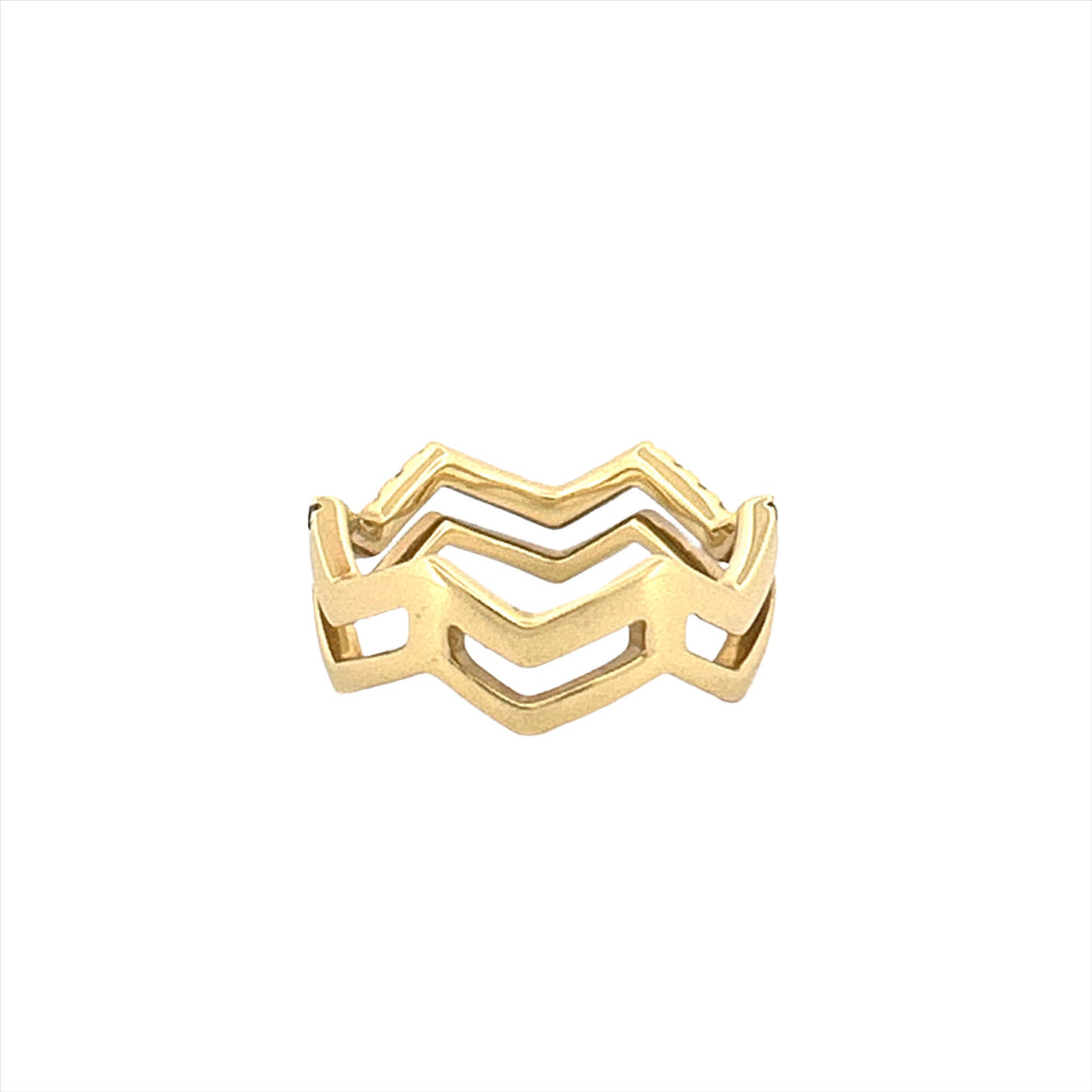 14K Gold Zig Zag Colorful Sapphire Band