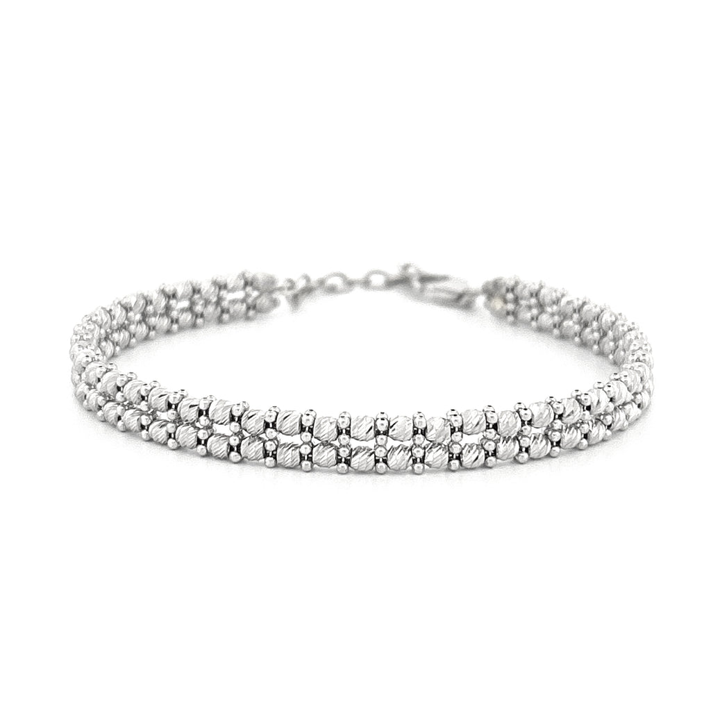 14K Gold Two Row Diamond Cut Bangle