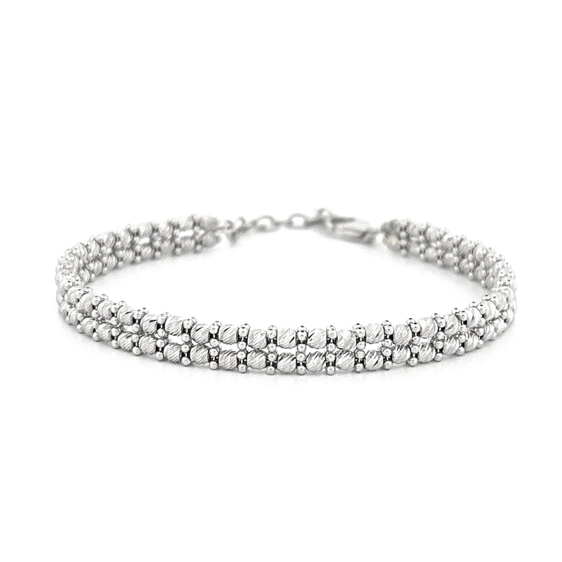 14K Gold Two Row Diamond Cut Bangle