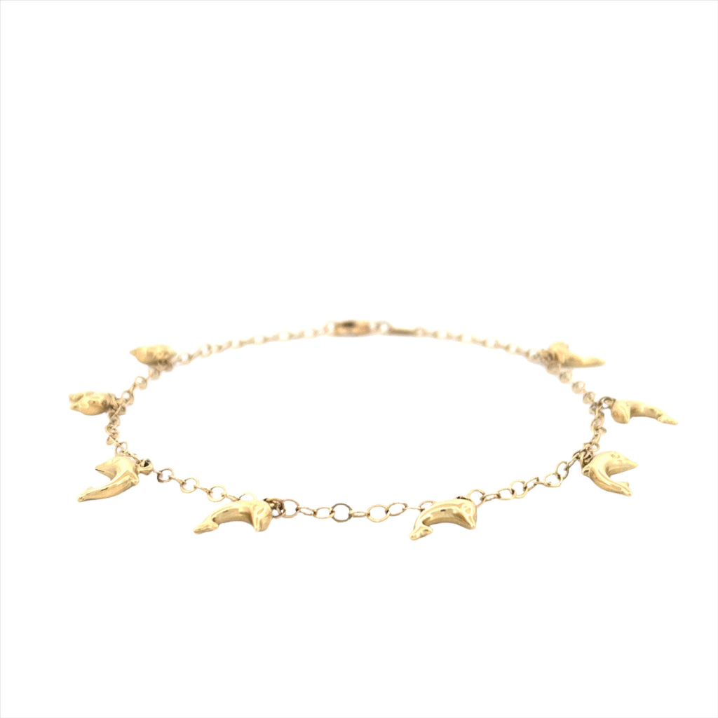 14K Gold Dolphin Charm Anklet