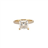 14K Gold 3.00 Princess Lab Grown Diamond Engagement Ring with Diamond Under Halo