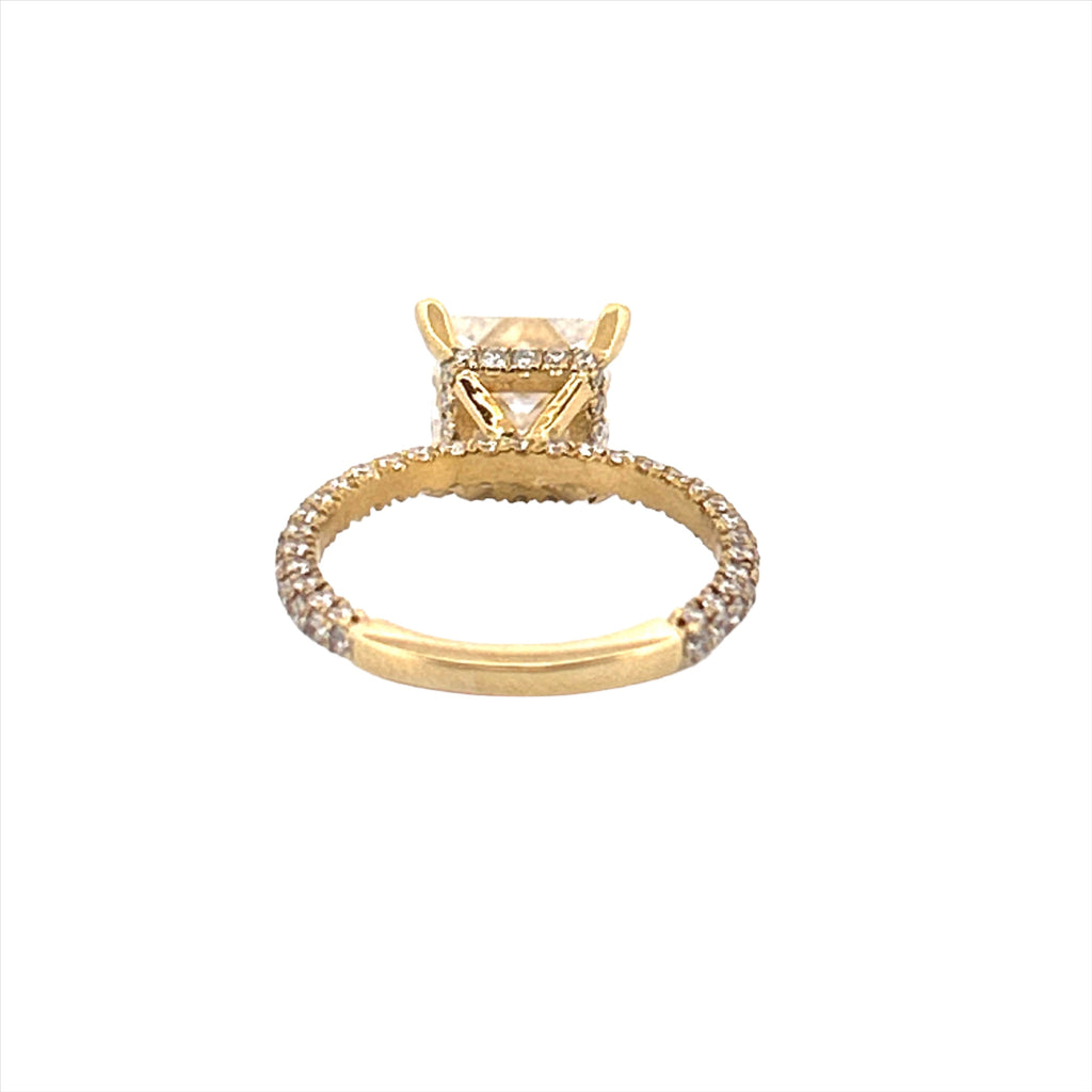 14K Gold 3.00 Princess Lab Grown Diamond Engagement Ring with Diamond Under Halo