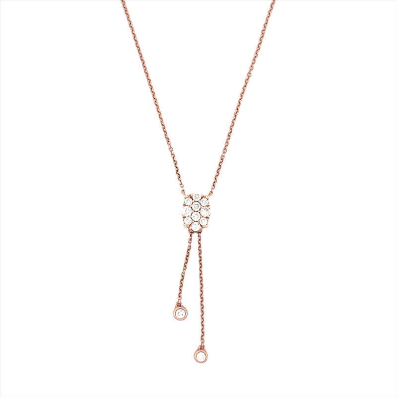 14K Gold Oval Diamond Cluster Pendant with Hanging Bezels
