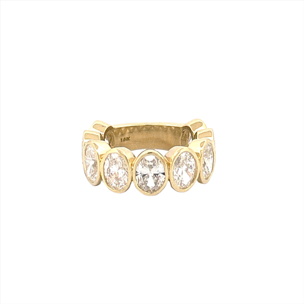 14K Gold 7.3MM Oval Bezel Lab Grown Diamond Fashion Band