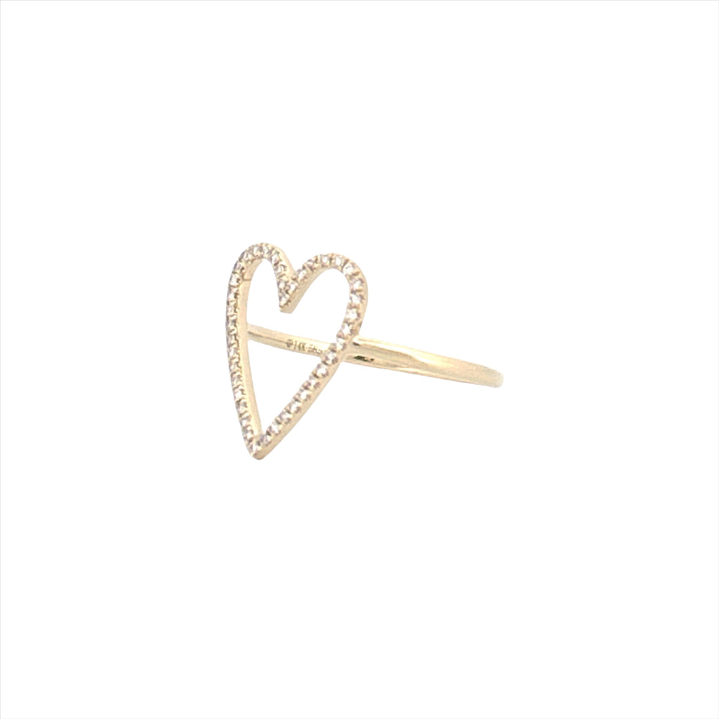 14K Gold Open Heart Diamond Ring