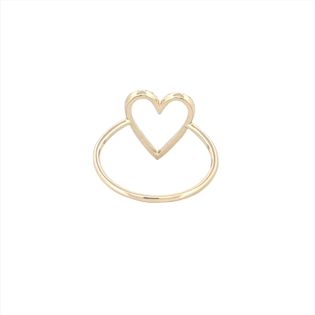 14K Gold Open Heart Diamond Ring