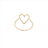 14K Gold Open Heart Diamond Ring