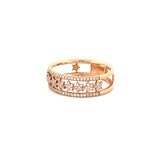 14K Gold Three Row Star Diamond Band