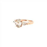 14K Gold Three Stone Lab Grown Oval Diamond Engagement Ring