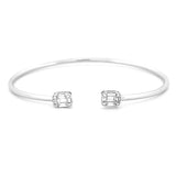 14K Gold Open Baguette Cluster Diamond Bangle