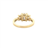 14K Gold Three Stone 2.50 Carat Emerald Moissanite Engagement Ring