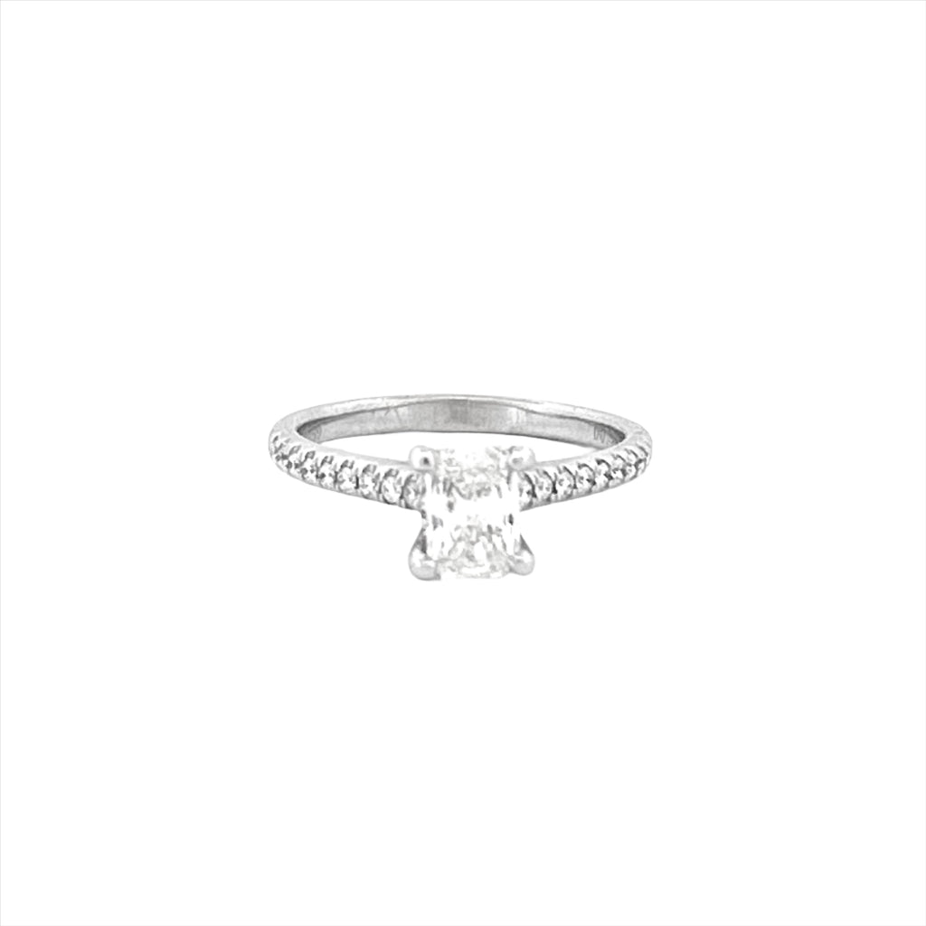 14K Gold 1.10 Carat Radiant Lab Grown Diamond Prong Set Cathedral Engagement Ring