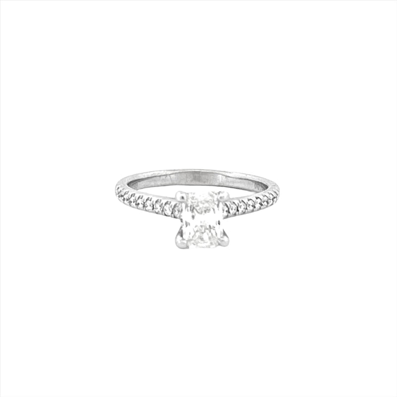 14K Gold 1.10 Carat Radiant Lab Grown Diamond Prong Set Cathedral Engagement Ring