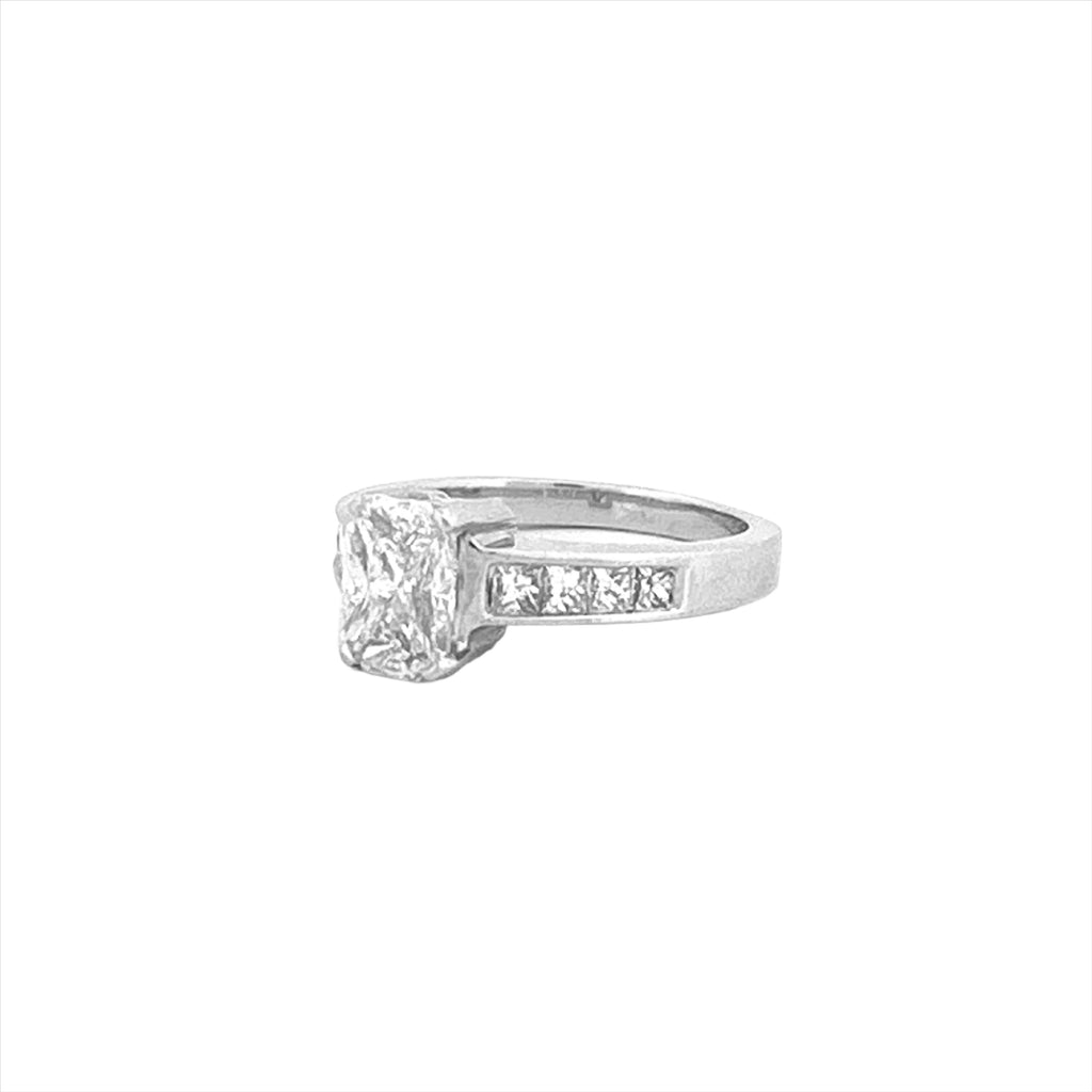 14K Gold Trillion Cut Cluster Diamond Channel Set Engagement Ring