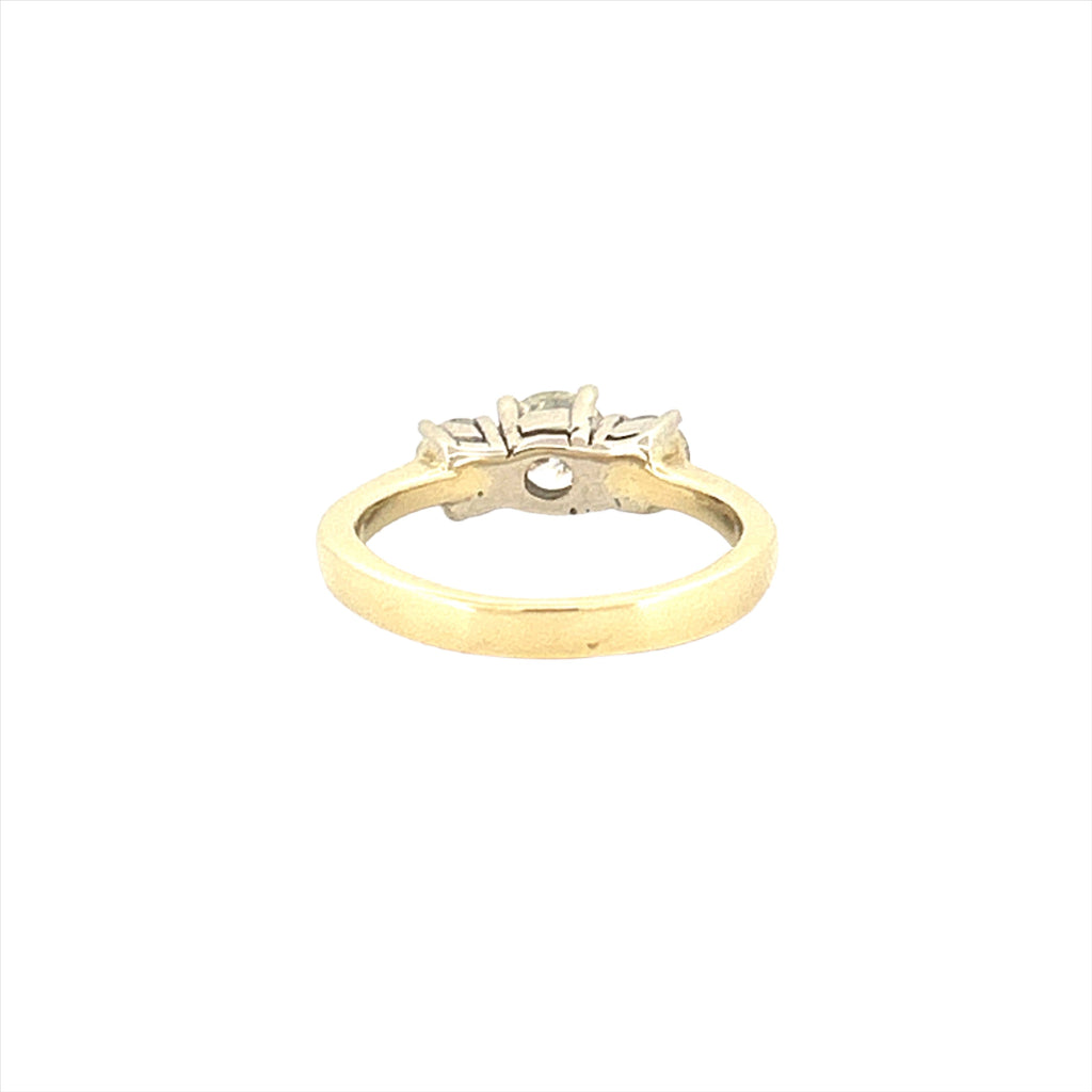 14K Gold Three Stone 1.20 Carat Round Lab Grown Diamond Basket Set Engagement Ring